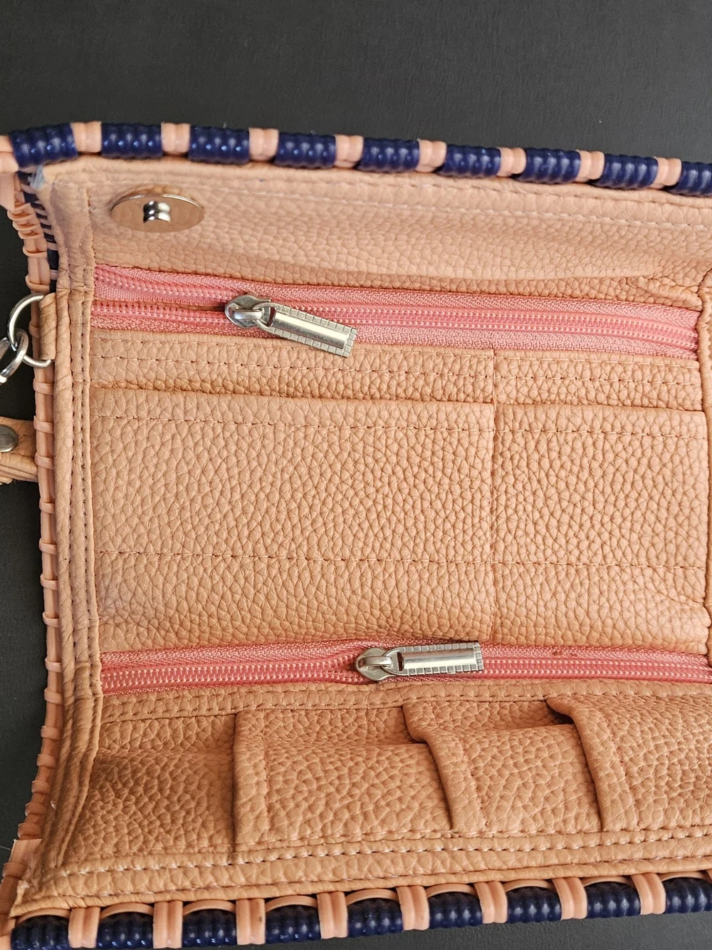 Woven Navy and Peach Strap